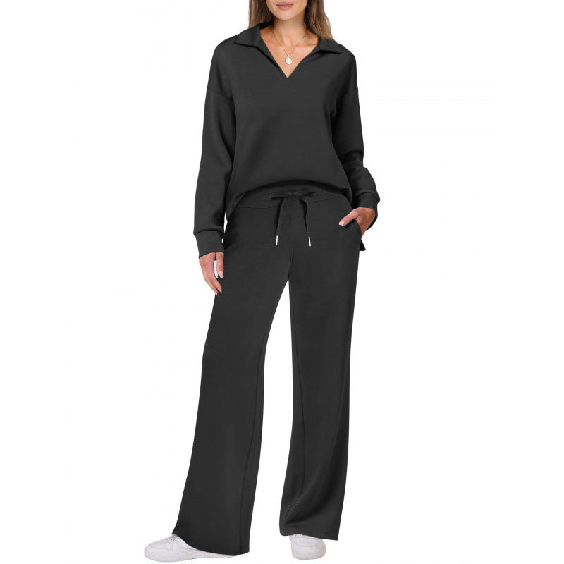 Women's Fashion Casual Drawstring Solid Color Suit