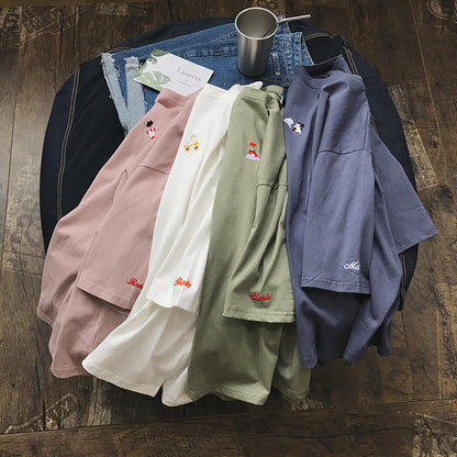 Tiny Embroidered Oversized Pastel Tee
