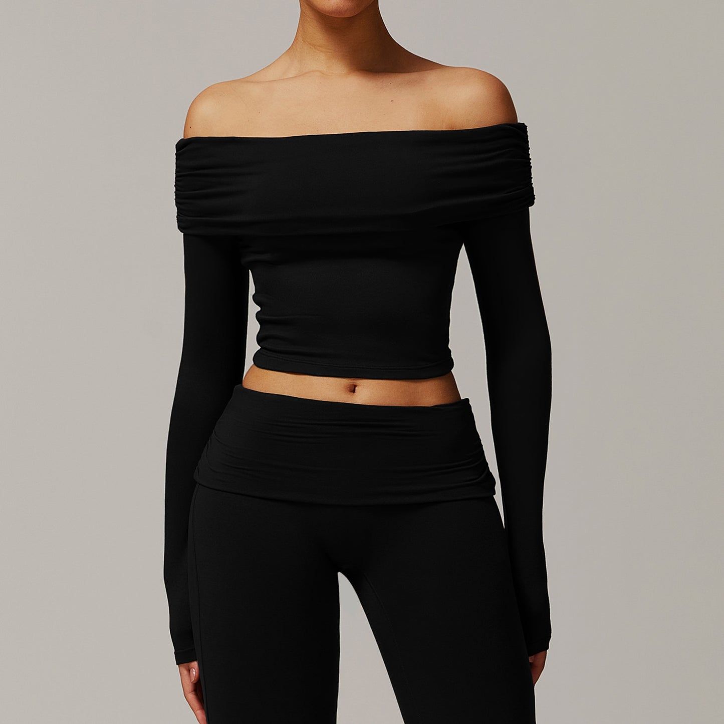 Casual Long Sleeve Yoga Wear Women's Off-shoulder Outdoor All-matching