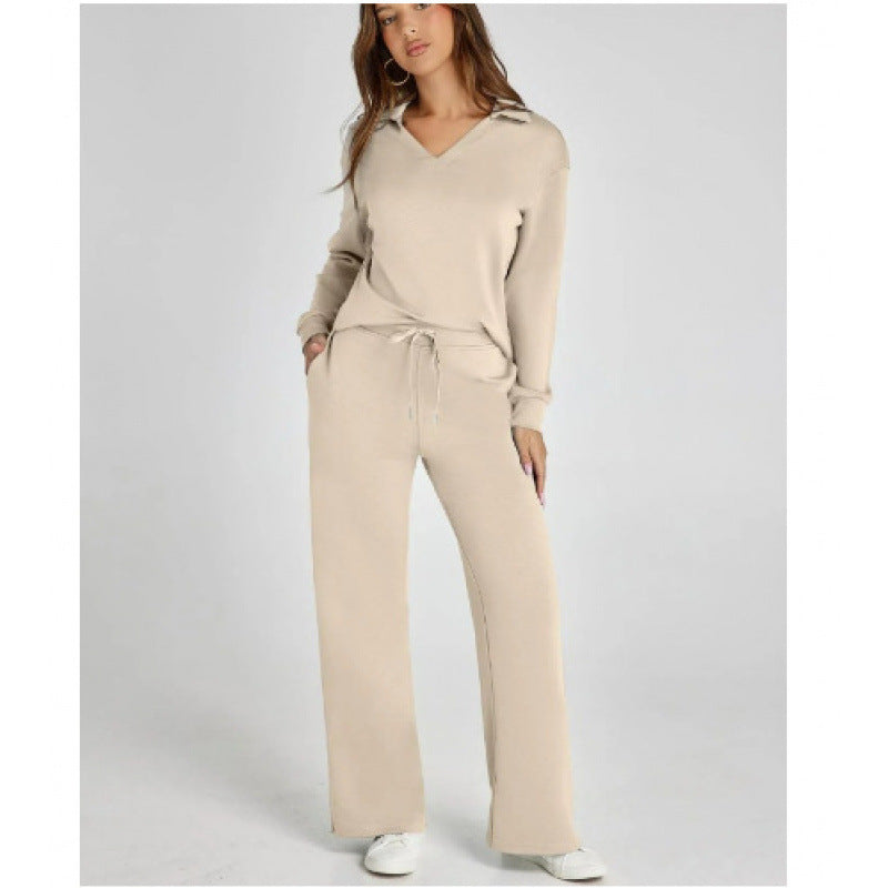 Women's Fashion Casual Drawstring Solid Color Suit
