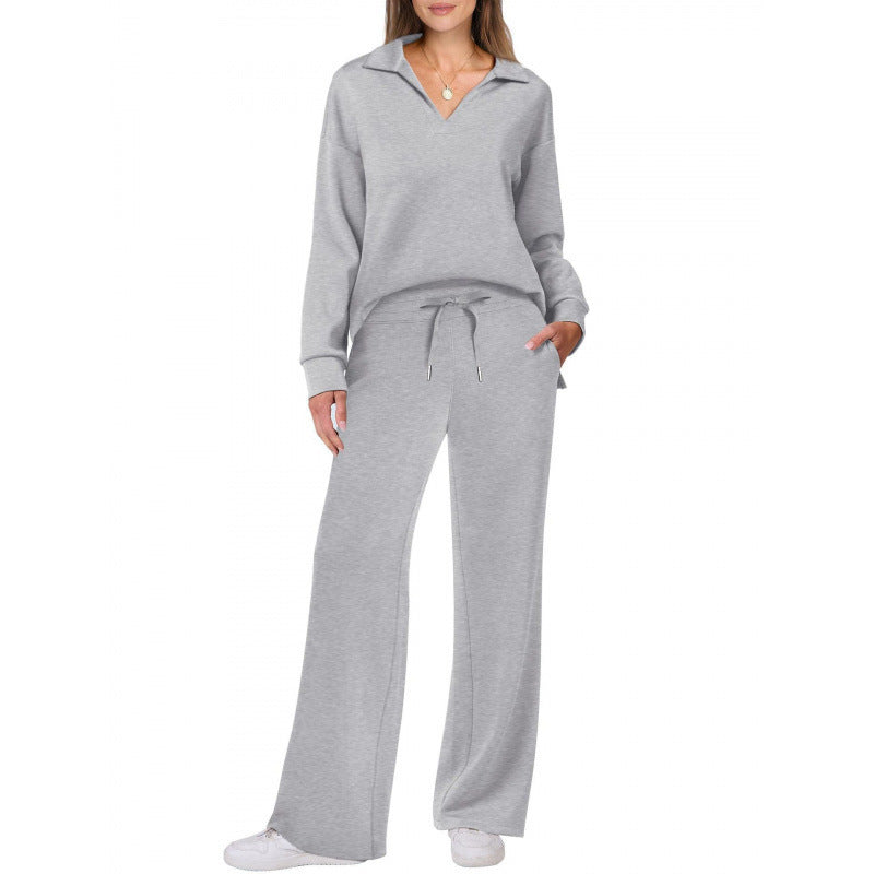 Women's Fashion Casual Drawstring Solid Color Suit