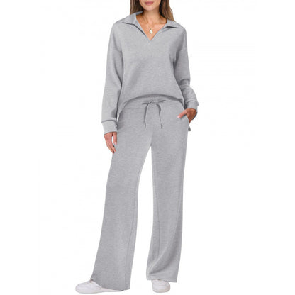 Women's Fashion Casual Drawstring Solid Color Suit
