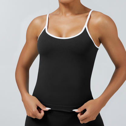 Women's Tight Contrast Color Sports Vest Backless Workout Clothes