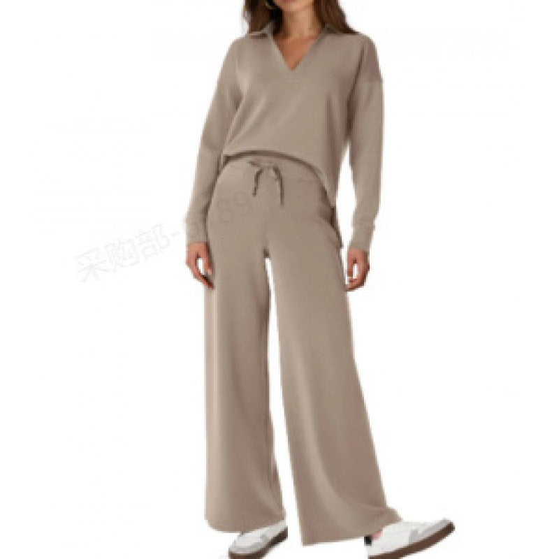 Women's Fashion Casual Drawstring Solid Color Suit