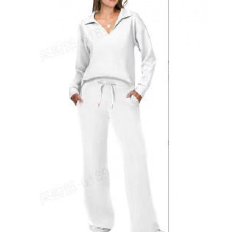 Women's Fashion Casual Drawstring Solid Color Suit