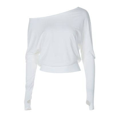 White Off-the-shoulder Clothes Pullover T-shirt Tops