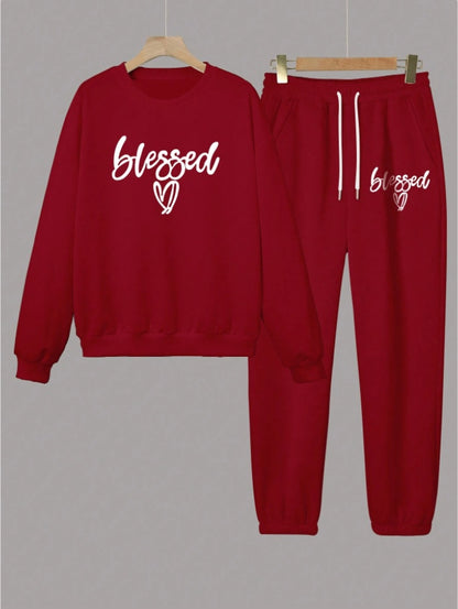 Hoodie Two-Piece Fashion Warm Plus Fleece Round Neck Sweatshirt