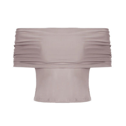 American Women Can Wear Solid Color Off-shoulder Slim Bottoming Short Top