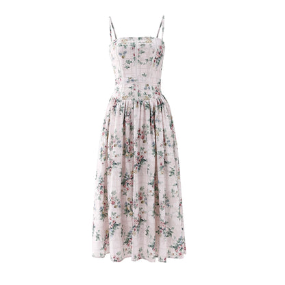 Suninheart Summer Clothes for Women Midi Elegant Dress 2025 New Arrivals White Floral Print Holiday Dress
