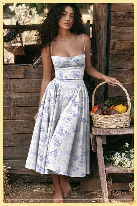 【2025 Summer Collection】French Chic Knee-Length Dress | Solid/Floral/Checkered Multi-Patterns Elegant Mid-length Dress for Women