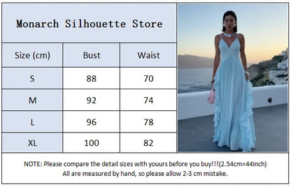 Women Blue V-neck Spaghetti Strap Dress Solid Elegant Sleeveless Waist Slimming Ruffle Edge Gowns Holiday Evening Dresses 2025