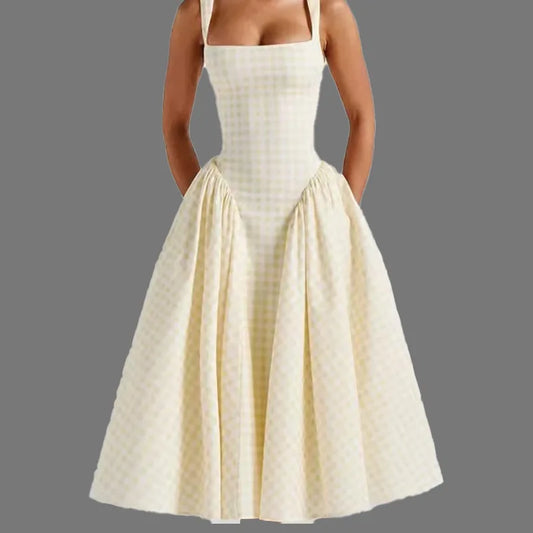 TOY-2025Spring New Women's Fashion Elegant Printed French Dress
