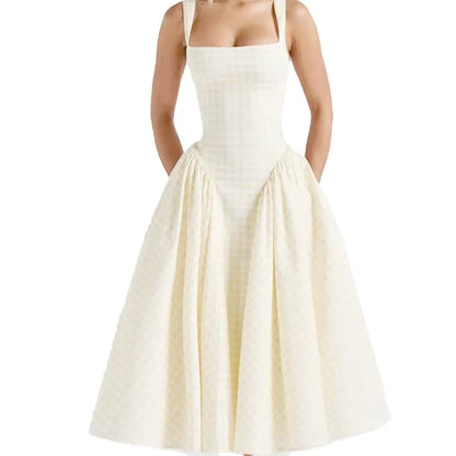 TOY-2025Spring New Women's Fashion Elegant Printed French Dress