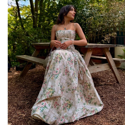 Suninheart Summer Clothes for Women Midi Elegant Dress 2025 New Arrivals White Floral Print Holiday Dress