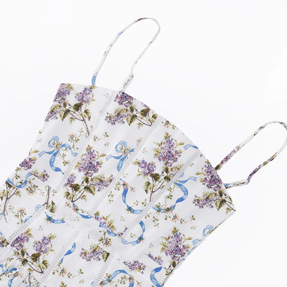 Suninheart Summer Clothes for Women Midi Elegant Dress 2025 New Arrivals White Floral Print Holiday Dress
