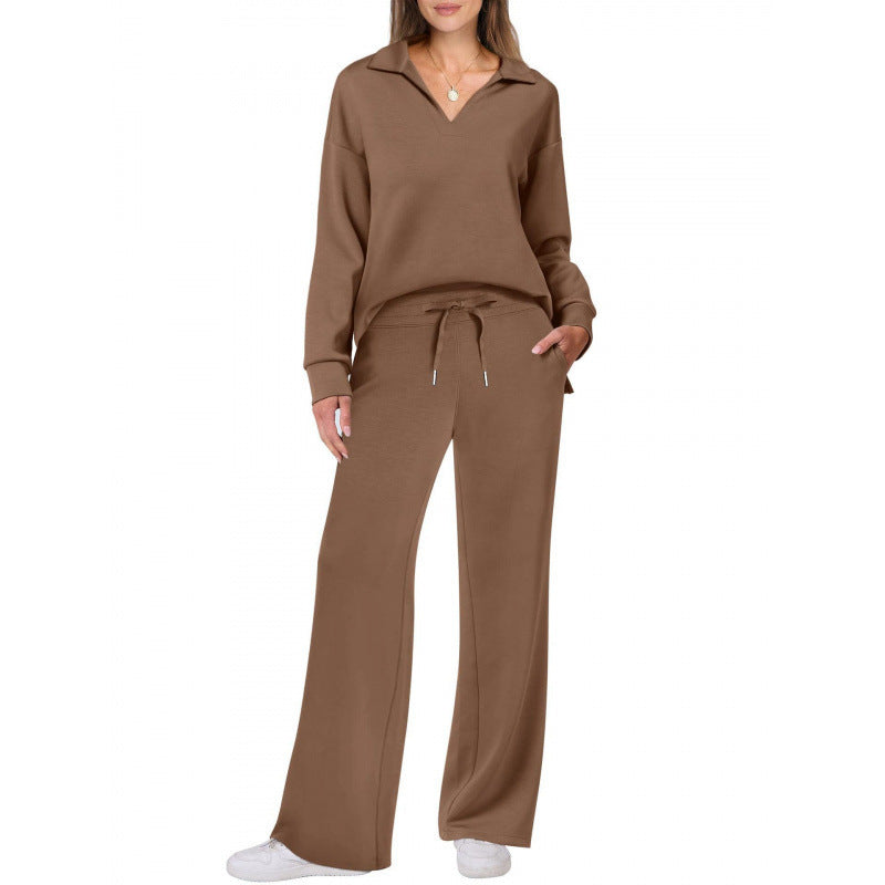 Women's Fashion Casual Drawstring Solid Color Suit