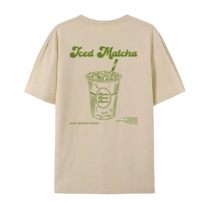 Retro Beautiful T-shirt Cute Matcha Short Sleeve