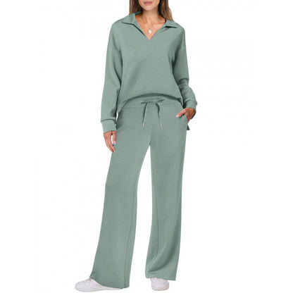 Women's Fashion Casual Drawstring Solid Color Suit