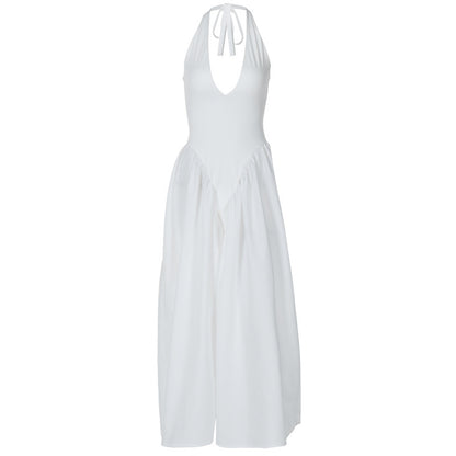 Halter Elegant Large Swing Skirt Dress Women's Clothing