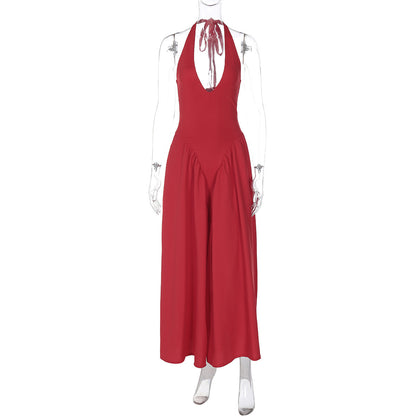 Halter Elegant Large Swing Skirt Dress Women's Clothing