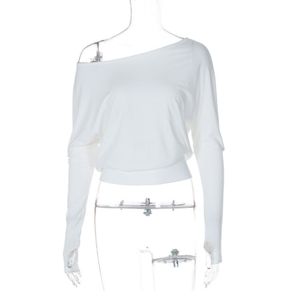White Off-the-shoulder Clothes Pullover T-shirt Tops