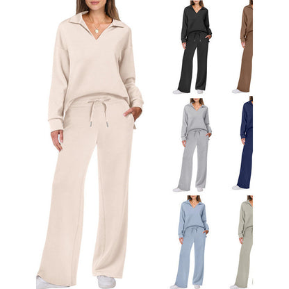 Women's Fashion Casual Drawstring Solid Color Suit